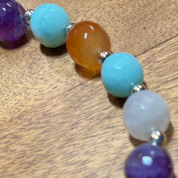 Multi Semi-precious Gemstones Boho Style Bracelet - Picture 6 of 7